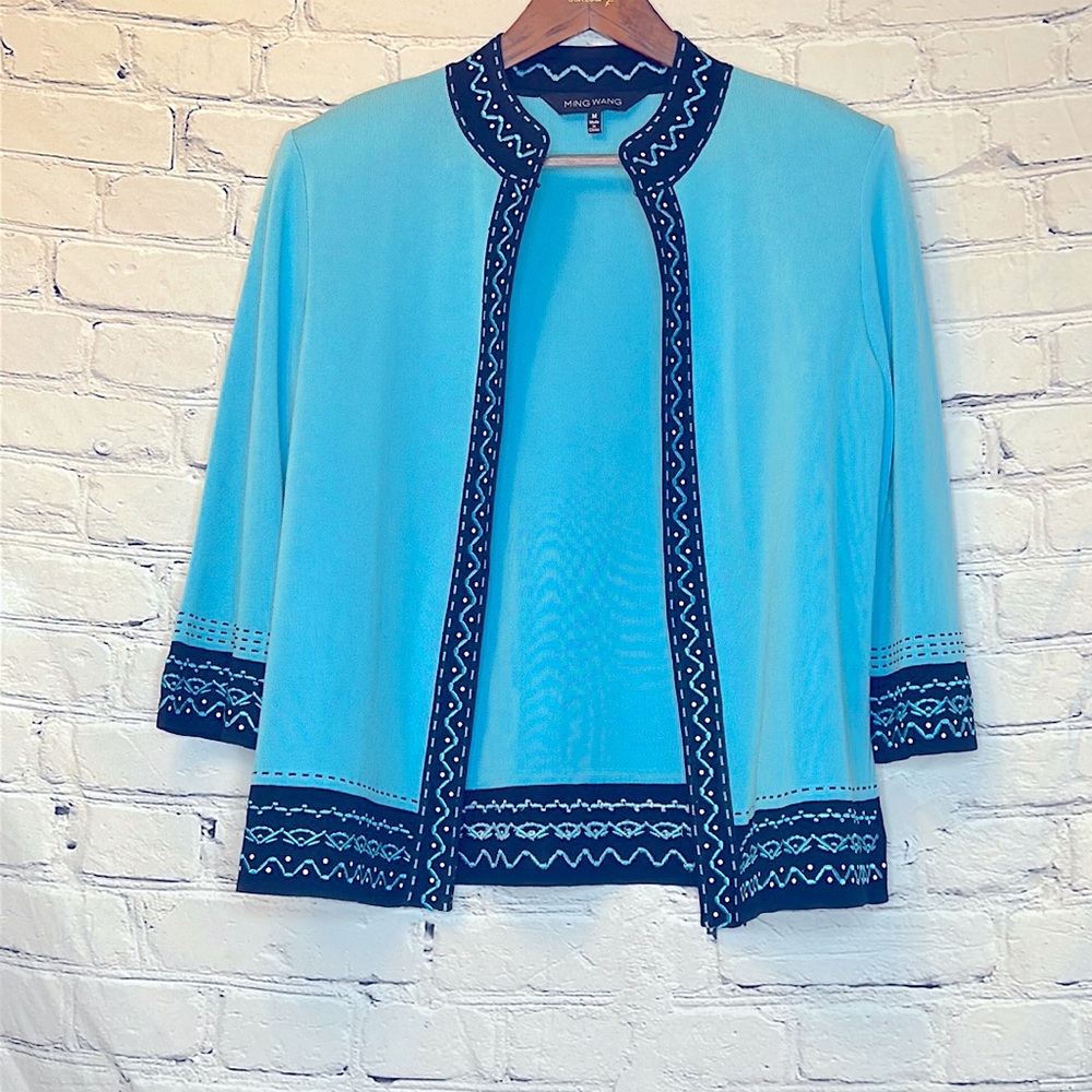Ming Wang Blue Black Jacket Size Medium Excellent Condition